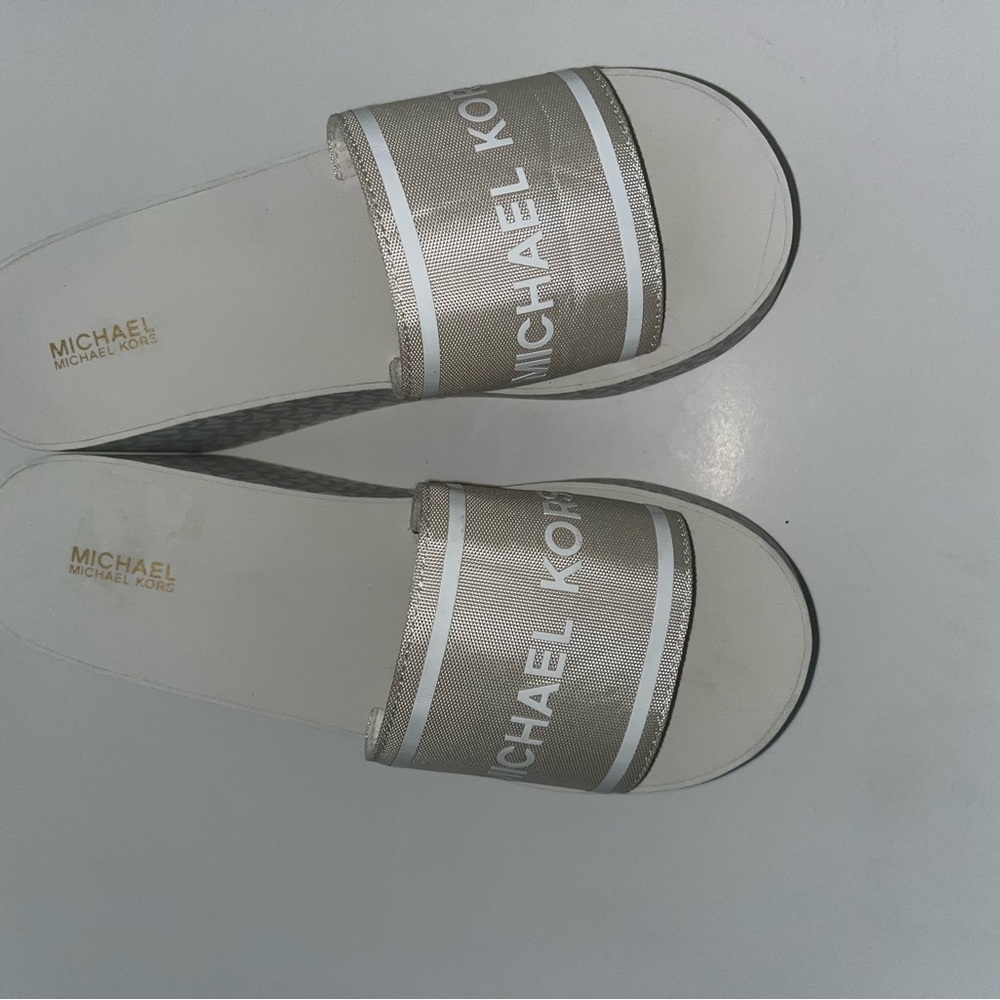 Michael Kors Silver Slide Sandals